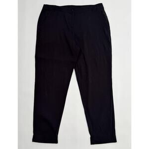 Eileen Fisher Pants Womens Large Black Organic Linen Blend Stretch Ankle Cuffed